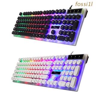 fossi1l teclado brillante con teclas redondas para pc/laptop retro gaming teclado retro retro iluminado para jugadores de ordenador