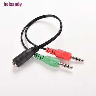 [hei] 3,5 Mm Hembra A 2 Macho Dual Jack Plug Audio Estéreo Auriculares Micrófono Divisor Cables COD