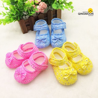 q bebé niñas adorable floral impreso arco suave suela toddles zapatos prewalker