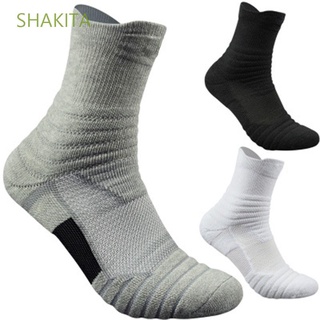 shakita calcetines de algodón deportivos para correr calcetines de baloncesto de los hombres de la toalla inferior al aire libre gruesa medias medias