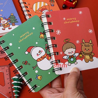 1Set lindo navidad Mini bobina cuaderno bloc de notas cuaderno estudiante oficina papelería (4)