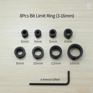 8 piezas de anillo de límite de bits 3-16 mm broca de carpintería para la profundidad de los collares de parada de posicionamiento anillo de profundidad DIY herramienta de hierro (6)