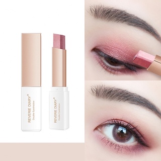 Lazy Double Color Eyeshadow Stick Stereo Gradient Shimmer Double Color Eye Shadow Pen Waterproof Easy to Wear Eyeshadow