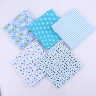 [STS] DIY cosido a mano algodón niños impreso pequeño Floral azul pañuelo 5pcs
