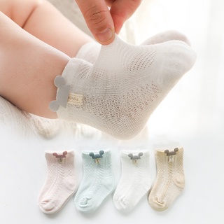 Calcetines largos de terciopelo de algodón de verano finos de malla transpirable calcetines de bebé de dibujos animados corto barril recién nacido calcetines
