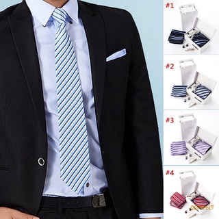 6 unids/Set hombres lazos Jacquard tejida corbata corbata conjunto gemelos Hanky negocios boda regalos de vacaciones
