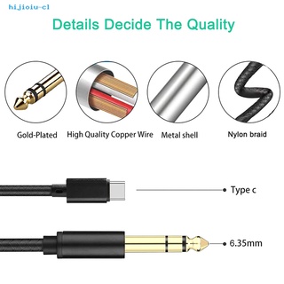 hu nylon trenzado cable de audio usb-c a 6.35 mm macho trs cable de audio adaptador de alta conductividad para monitor