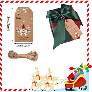 TEAKK 100PCS Party Cards Hang Tags Elk Gift Wrapping Christmas Tag DIY Santa Claus Christmas Tree Kraft Paper Xmas Decoration Wrapping Supplies Christmas Labels (2)