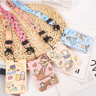 ERLINDA Cute ID Card Sheath Children Badge Holder Card Holder Bank Credit Card Name Tags Shiba Inu With rope Lovely Plastic Shell Bus Card Case (9)