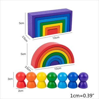 famlojd madera arco iris bloques de madera natural juguete niños bloque arco iris juguete bloque de construcción (4)
