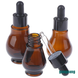 [gao] 10/20/30 ml botellas vacías de cristal marrón con pipeta para aceite esencial
