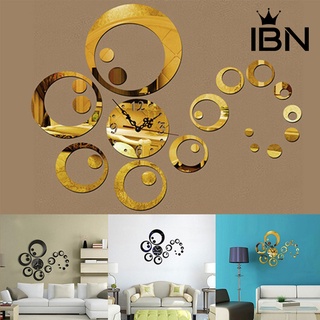 [ibn] círculos 3d moderno espejo reloj de pared pegatinas pegatinas hogar sala diy decoraciones (1)