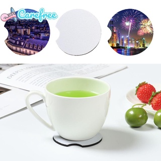 CAREFREE 10pcs Durable Car Coasters Thermal Transfer Blank Sublimation Mug Mat Car Accessories DIY Pattern for Living Room Kitchen Neoprene Material Cup Holder Pad