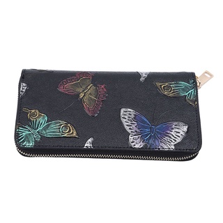 las mujeres larga cartera de cuero de la pu 3d relieve rosa libélula mariposa señora bolso de embrague de gran capacidad femenina cremallera bolso (1)
