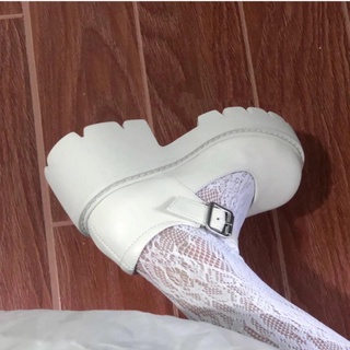 Blanco Mary Jane Zapatos De Las Mujeres Japonesas jk Uniforme Estilo Británico Pequeño Cuero Tacón Grueso Retro Preppy @ (2)