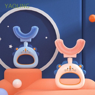 Yaoling suave 360 grados bebé niños grado de alimentos de mano en forma de U cepillo de dientes de bebé niños cepillo de dientes de silicona Multicolor