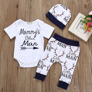Fenglinjoy2 _ Conjunto De ropa Infantil con estampado De letras+pantalones+gorro Para recién nacido/bebés/niños