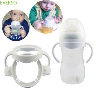 Everso 2Pcs leche libre de BPA boca ancha bebé silicona momia ayuda taza agarre botella mango