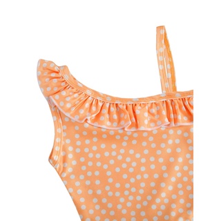 La-baby Girl traje de baño, mameluco de verano, lunares impreso sin mangas cuello inclinado Flouncing Sling Beach vestido (5)
