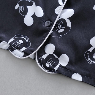 iu verano bebé niños niñas niños mickey mouse impresión ropa de dormir conjunto de manga corta blusa tops pantalones largos (5)