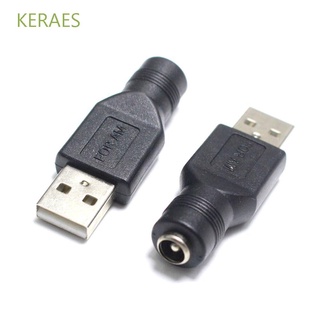 KERAES conectores de cobre alimentación a USB macho/hembra portátil adaptador 5V 5.5x2.1mm Jack USB 2.0 DC enchufes convertidor