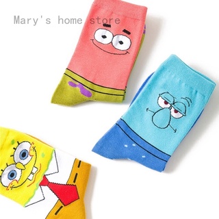 Mary'S home store nueva moda animación de dibujos animados bob esponja mujer calcetines de tubo medio calcetines lindos calcetines de algodón Kawaii divertidos calcetines