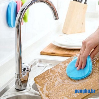 [pang] esponja de silicona para lavar platos antibacterial/utensilios de limpieza de cocina (br)