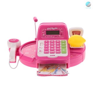 Ola juguete calculadora caja registradora con escáner sonidos de dinero ranura de efectivo ligero para niños y niñas