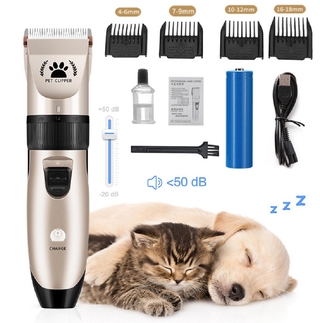 rasuradora eléctrica inalámbrica de ruido bajo para perros/cortador de cabello/juego de mascotas para perros/gatos con pilas