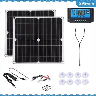 Sistema de panel solar Kit de energa solar de 300 vatios y 12 voltios para barco RV fuera de la red: 2 paneles solares de 150 vatios + controlador de (1)
