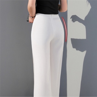 nuevo suelto de cintura alta pantalones largos de gasa lado dividido casual palazzo pantalones de pierna ancha pantalones (4)