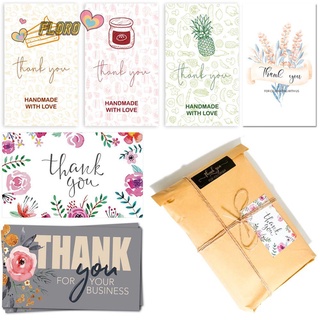 floro 30pcs regalo gracias por su pedido paquete insertos apreciar tarjetas hechas a mano con amor para pequeñas empresas etiquetas de felicitación 3.5x2.1inch tiendas en línea patrón de flores (1)