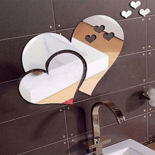 L 3D espejo corazón pegatinas de pared encantadora DIY arte hogar decoración Mural habitación