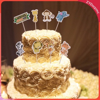 24x Wild Animal Cupcake Toppers Cake Picks Wedding Baby Shower Decor (6)