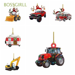 BOSSGIRLL Party Supplies 2021 Personalized Family Truck Christmas Tree Decor Xmas Tree Pendant Customize Pendant DIY Home Decor Fire Truck Off-Road Vehicle Xmas Ornament Hanging