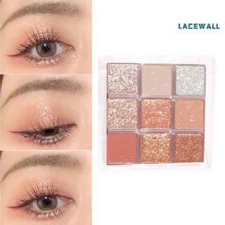 Lacewall Eyeshadow Palette Long-Lasting Silky Texture Makeup Accessory 9 Colors Lady Girl Pearlescent Matte Eye Shadow Palette for Girl