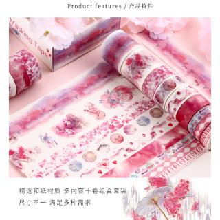 10 rollos/set papelería estilo temporada lindo washi cinta conjunto de cinta adhesiva pegatina diario diario diy decoración (6)