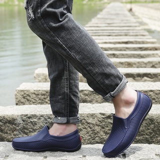 Botas de lluvia de los hombres de la parte superior baja adulto de la moda impermeable zapatos de los hombres de tubo corto botas de lluvia de cocina antideslizante💗[hl21.7.10] (6)