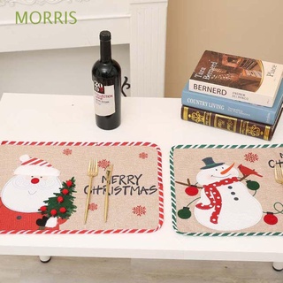 MORRIS Heat Resistant Placemat Eco-friendly Tableware Table Mat Christmas Decoration Santa Kitchen Ornament Durable Xmas Tablecloth