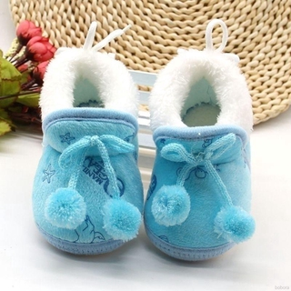 BOBORA Lovely Recién Nacido Bebé Caliente Algodón Lindo Plus Cachemira Bownot Zapatillas Zapatos De Lana (8)