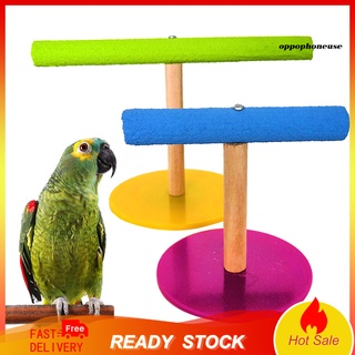 oppo_wooden mascota pájaro loro jaula soporte de entrenamiento perca juego gimnasio periquito juguete