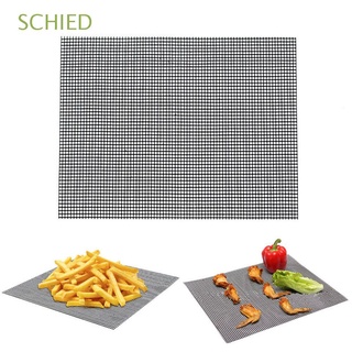 SCHIED 30*40cm BBQ Mats Non-stick Grilling Mats BBQ Accessories Reusable Grid Shape Kitchen Tools Heat Resistant BBQ Grill Mesh Mat for Outdoor Activities Barbecue Sheet/Multicolor