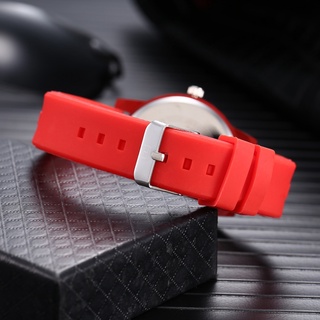 Reloj de pulsera de cuarzo Casual Unisex de silicona de Color empalme a la moda (3)