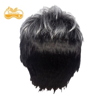 hombres corto recto peluca ombre gris negro peluca sintética para el pelo masculino fleeciness realista natural toupee pelucas