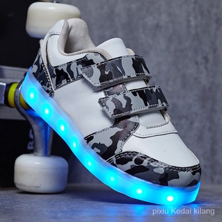 Tiempo luminoso zapatillas de deporte de carga USB LED zapatos de niños niños y niñas luminoso zapatillas de deporte niños luminosos zapatos 9Eww