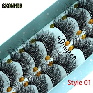 CHINK SKONHED 10 Pairs Beauty Makeup False Eyelashes Natural 3D Faux Mink Hair Eyelashes Extension Tools Fluffy Wispies Lashes Pure Hanmdade Woman Thick Long