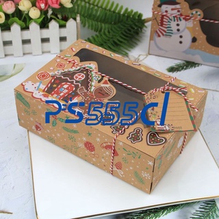 [en stock en almacén] 3/6/12pcs/paquete cajas de galletas de navidad panadería cajas de regalo europeas nuevo estilo kraft caja de papel kraft gran caja de caramelos de navidad -ps555.cl