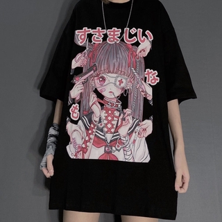 2020 nuevo verano de las mujeres camisa ins oscuro retro anime impresión más el tamaño de la camiseta Harajuku mujer de manga corta ropa gótica