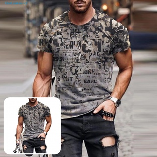 thatsakes Portable Men T-shirt Casual Men Short Sleeve Blouse Anti-fade for Daily Wear