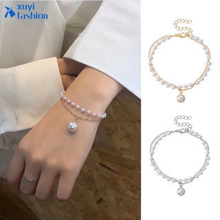 Moda Simple multicapa perla pulsera Ins temperamento dulce colgante pulseras accesorios de joyería regalo